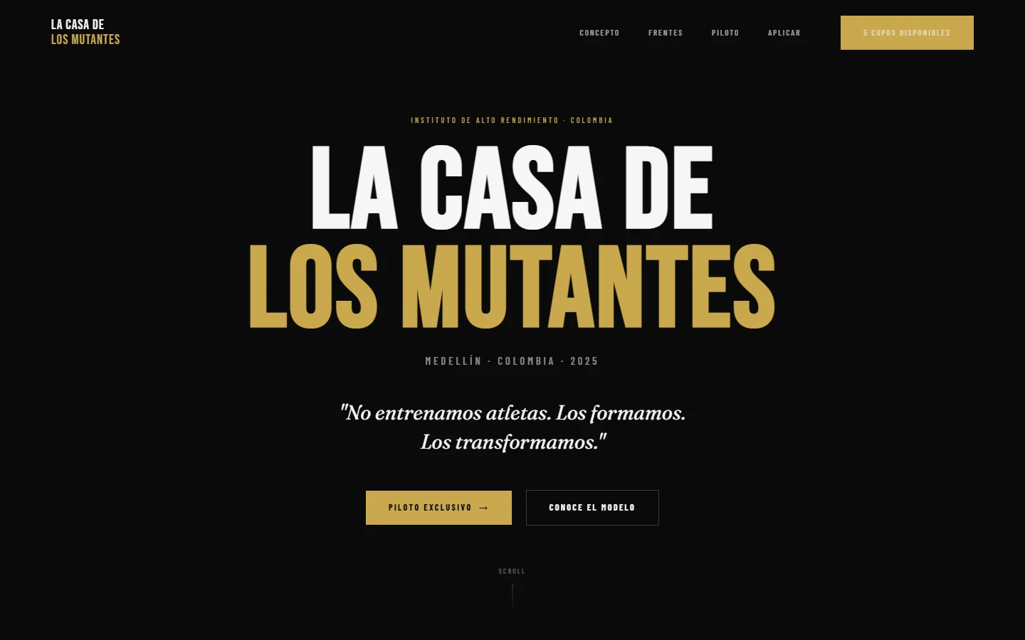 Portada del sitio de La Casa de los Mutantes en computador